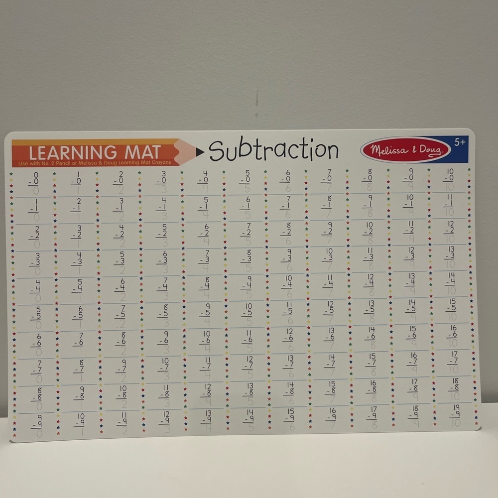 Melissa & Doug Learning Mat Placemat - Subtraction Problems
